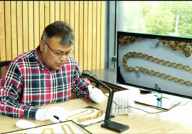 Manuj Goyal working on gold electroforming jewelry